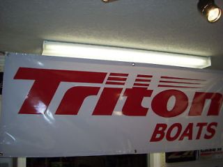 triton boats red on white vinyl banner 