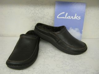 clarks kite clog brown leather clog style mule slippers