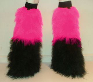 pink black 2 tone fluffy boots legwarmers snooki boots