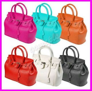 Elegant Style Women Lady Celebrity PU Leather Tote Handbag Lock 