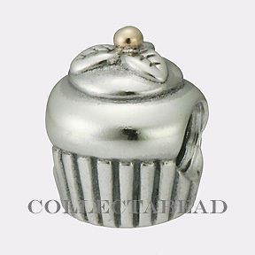 authentic pandora sterling silver 14k cupcake bead 
