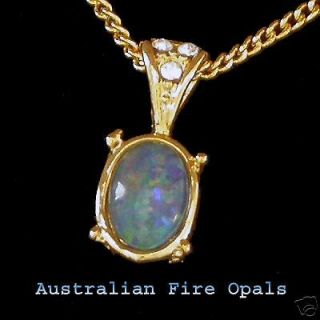 australian black fire opal pendant 18k yellow gold gp from