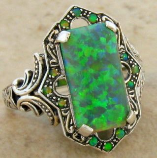   OPAL ANTIQUE DESIGN .925 STERLING SILVER RING SIZE 7, #460