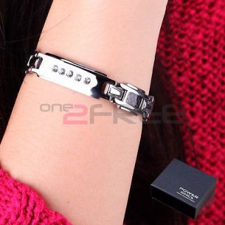   Power Ionic Healing Fiber Crystal Magnetic Bracelet Wristband /w Box