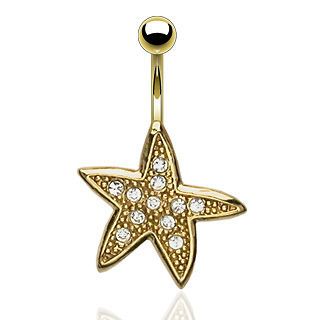 Newly listed Starfish Clear Gem Gold Plated Navel Belly Ring Body 
