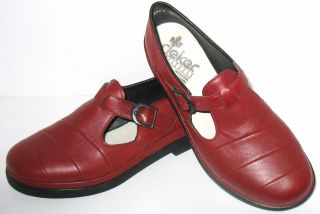 RIEKER ANTISTRESS RED T STRAP MARY JANE LOAFERS SIZE 41 US 9.5 NEW