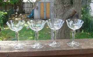 vintage etched stemware in Pottery & Glass