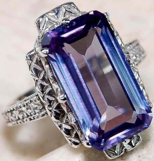 6CT Alexandrite 925 Solid Sterling Silver Edwardian Style Ring Sz 7.5