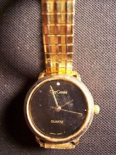 Oleg Cassini Gold Tone & Black Round Watch Stretch Band  7 8 x 1