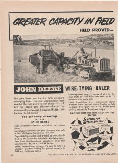   1956 JOHN DEERE 2 pg WIRE TYING & TWINE TIE HAY BALERS Advertisement