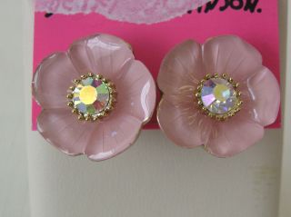 betsey johnson pastel pink flower stud earrings 