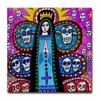   Dead Art Tile   Virgin of Guadalupe Tree of Life   Mexican Folk Art