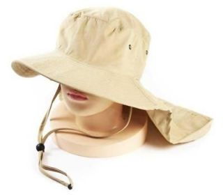 ladies wide brim summer sun protection hat flap khaki