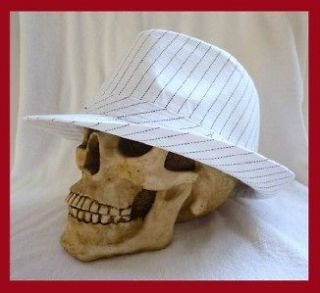 new white pin stripe rock 80 s punk fedora hat bucket