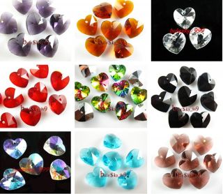 36 Charms Glass Crystal Heart Faceted Loose Pendant Spacer Finding 