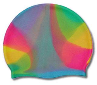 new silicone multi color rainbow swim cap swimming hat time