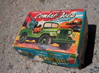   Combat Jeep Box AHI Japanese Tin Toy (Remote Control Swivel Action