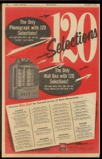 1952 Rock Ola wall box jukebox art trade print ad