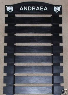 custom black painted karate belt display rack 9 slats personalized