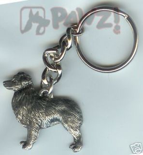 AUSTRALIAN SHEPHERD Dog Fine Pewter Keychain Key Chain Ring
