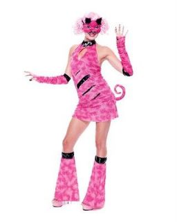 Sexy Cheshire Tease Pink Cat Woman Halloween Costume Dress Wicked 