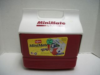 MiniMate by Igloo 4 Quart Lunch Cooler Push Button SIde Red and White 