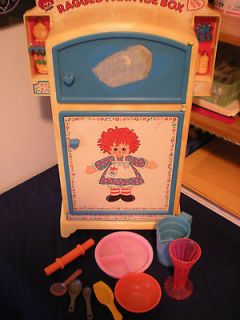 Vintage lot Includes Raggedy Ann Ice box Refrigerator Great retro toy 