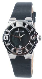 Breil Grid Womens Watch Black Dial Black Leather Strap Date Crystals 