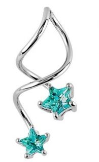 belly button rings star cz long spiral twister navel 14g