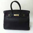 Preowned Black HERMES BIRKIN Togo & Gold GHW Bag Handbag 35cm 100% 