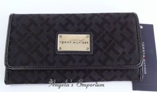 tommy hilfiger signature jacquard continental wallet black