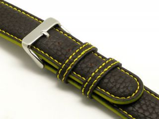 24mm Dark Brown/Yellow leather watch Band for Tommy Hilfiger