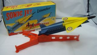  PLANE SONIC JET LAUNCHER PROBABLY LOUIS MARX Vintage Aeroplane Toy 