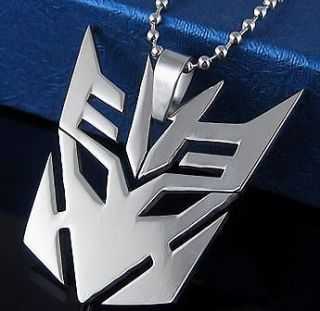   Steel Polished Silvertone Transformers Pendant Fashion Necklace