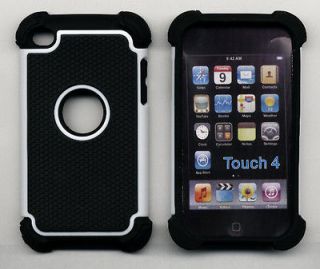 Triple Defender Heavy Duty Hybrid Case for iPod Touch 4 4G   Black and 