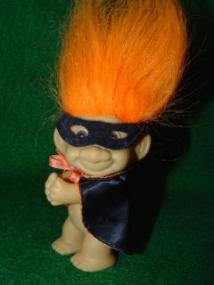 Troll Dolls Russ 3 Clip On Halloween Orange Caped Crusader with mask 