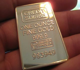   GOLD CREDIT SUISSE BULLION BAR 100 Mills .999 24k Gold Layered NEW