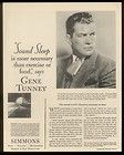 1930 boxing legend Gene Tunney photo Simmons mattress print ad