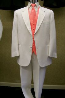 white 3 button notch tuxedo jacket all sizes wedding