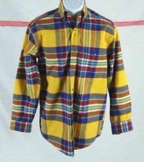 Mens S Dress Shirt TWENTY X Button Up Collar LS Yellow Red Plaid 