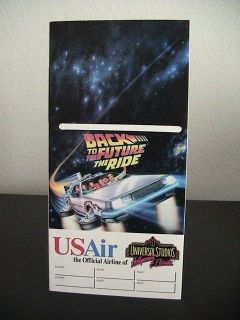 US AIR Universal Studios Back to the Future The Ride DeLorean Ticket 