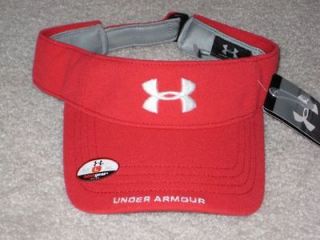 UNDER ARMOUR SPRING TRAINER VISOR MENS LARGE RED WHITE HEAT GEAR 