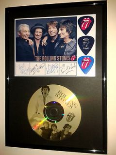 ROLLING STONES   SIGNED FRAMED GOLD COLLECTORS CD DISPLAY DISC mick 