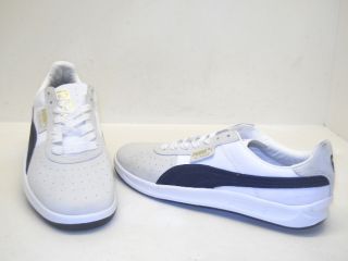 Puma Mens G. Vilas Leather Tennis Shoe Taupe/White/Bl​ue Size 11.5M 