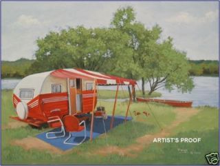 vintage 53 terry travel trailer camper flamingo rv art time