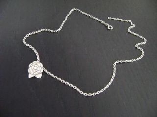 Chanel Vintage Silver(925) Camellia Pendant w/ Silver Chain Necklace