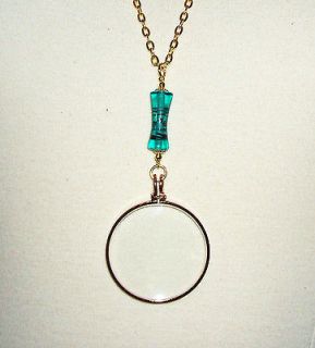   GLASS Necklace Pendant TEAL GREEN Lampwork Art Glass Bead JEWELRY