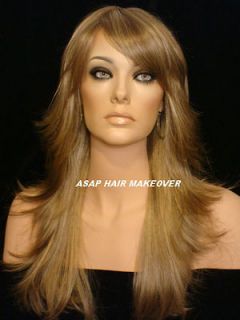 Long Light Ash Brown/Light Blonde Mix #18F22 Wig Wig with Soft Flips 