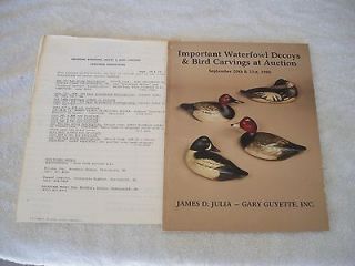 Guyette Julia Duck Goose Waterfowl Decoy Bird Carvings Auction Catalog 