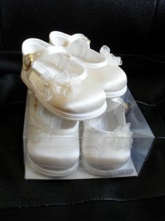 Angels Garment Toddler Boy Size 5 White Embroidered Christening Shoes